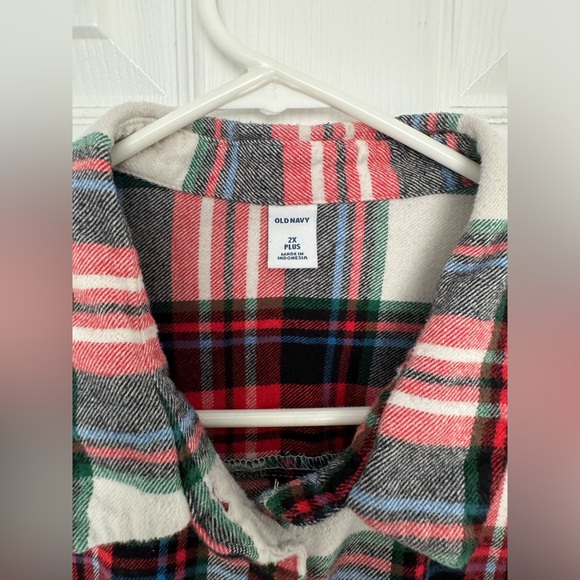 Old Navy Red Multi Plaid Top 2X Plus - Picture 4 of 9